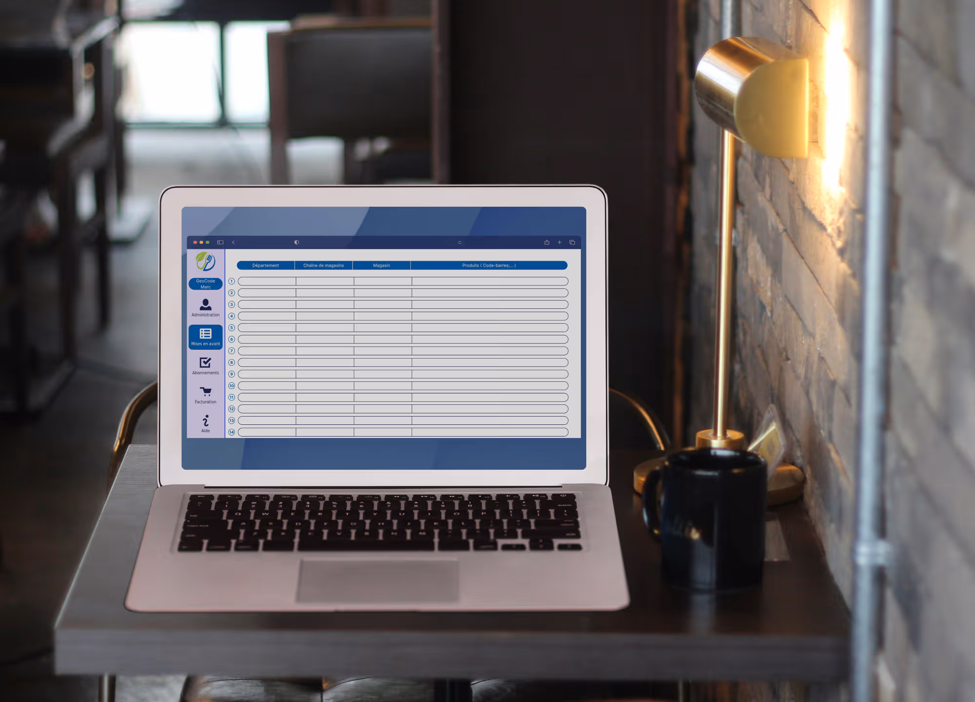 Capture d'écran de l'interface utilisateur de Fourchette & Co2 Pro